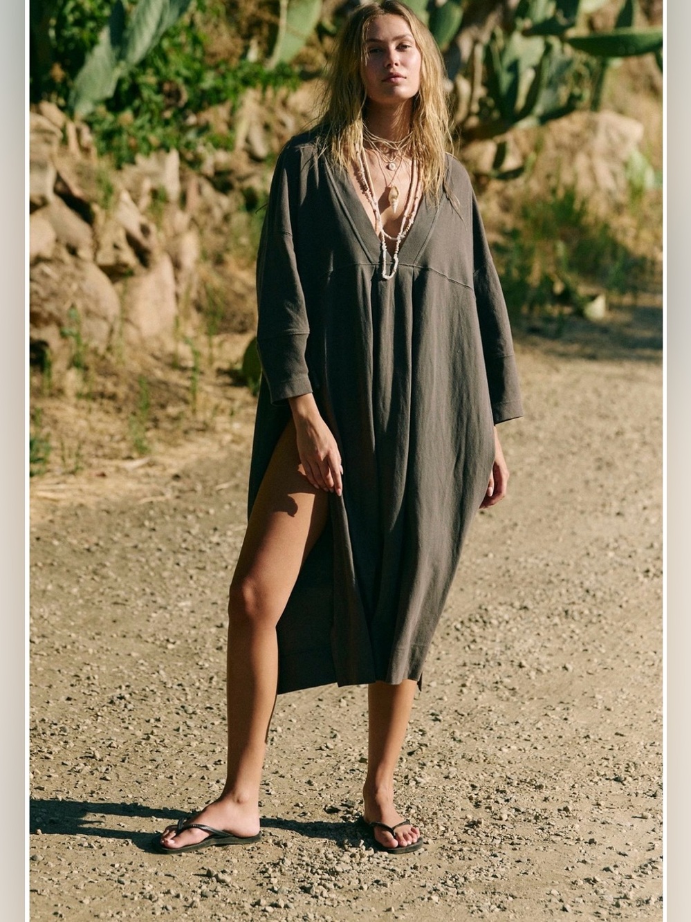 NWOT Free People Allora Tunic in Gray Size XL